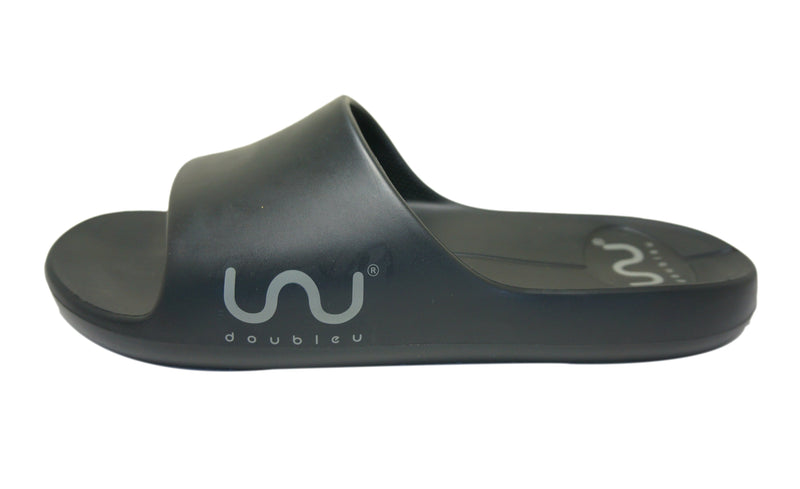 Doubleu Milano Men Slipper Comfortable & Light Weight Recovery Footwear (BLACK)