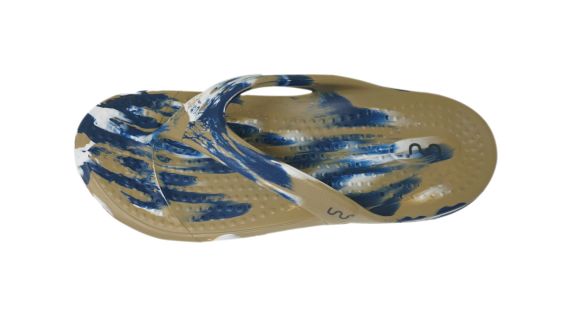 Doubleu California Men Slipper Comfortable & Light Weight Recovery Footwear (KHAKI+WHITE+BLUE)